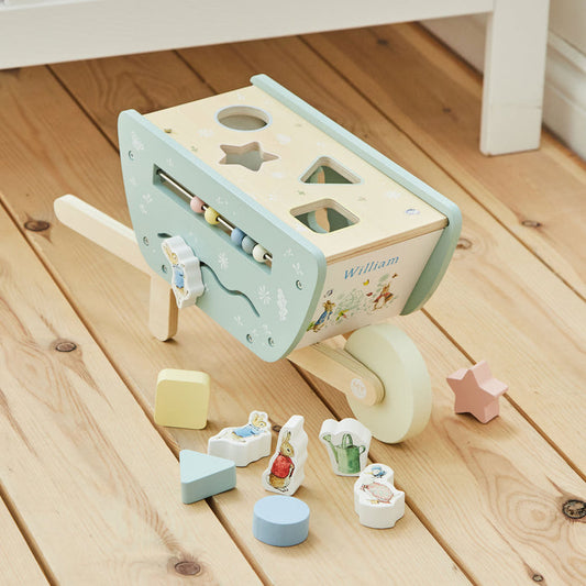 Personalised Peter Rabbit Wheelbarrow Shape Sorter FSC®