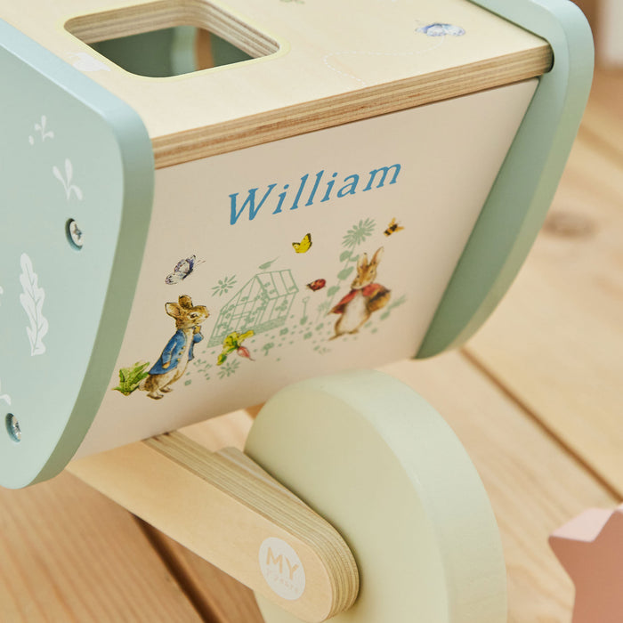Personalised Peter Rabbit Wheelbarrow Shape Sorter FSC®