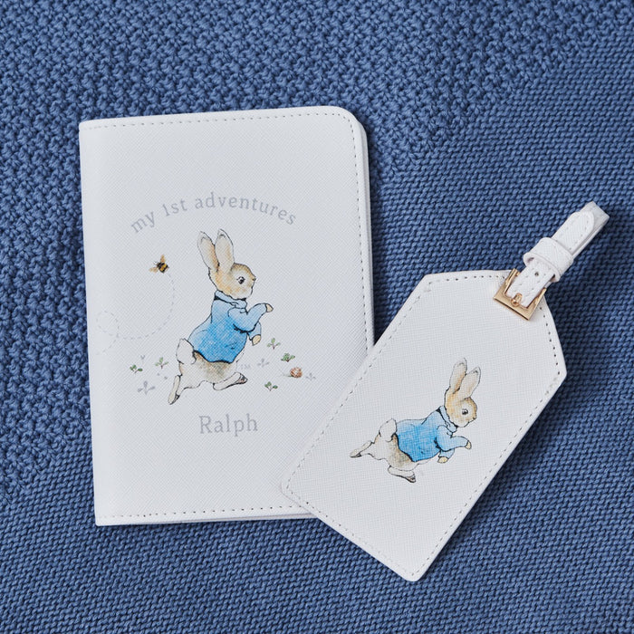 Personalised Peter Rabbit™ White Passport Holder & Luggage Tag