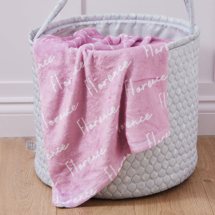 Personalised Pink All-Over Print Fleece Blanket