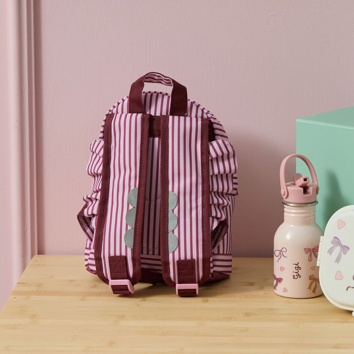 Personalised Pink and Burgundy Stripe Classic Mini Backpack