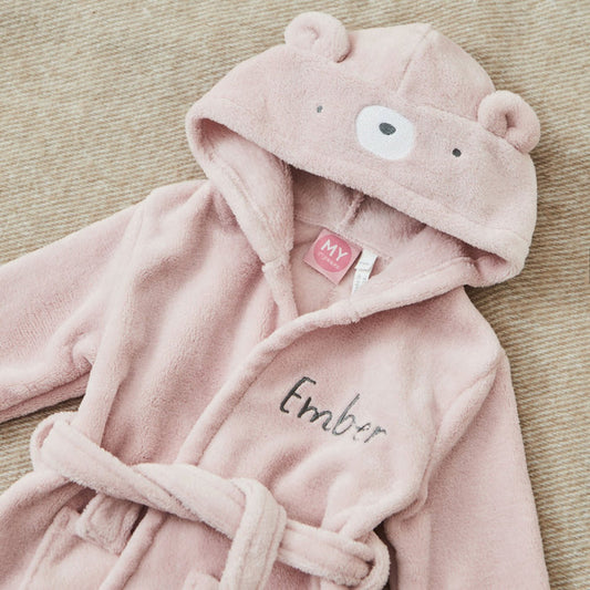 Personalised Pink Bear Fleece Robe