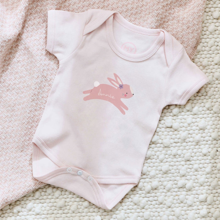 Personalised Pink Bunny Baby Bodysuit