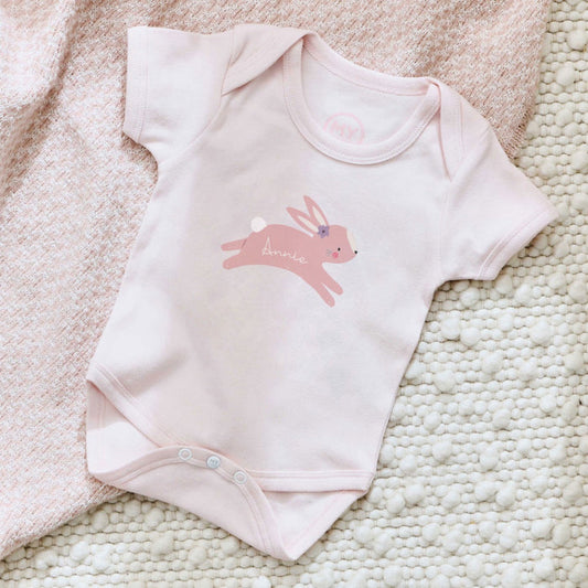 Personalised Pink Bunny Baby Bodysuit