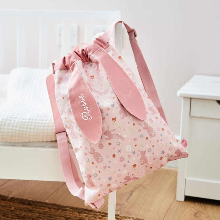 Personalised Pink Bunny Drawstring Bag