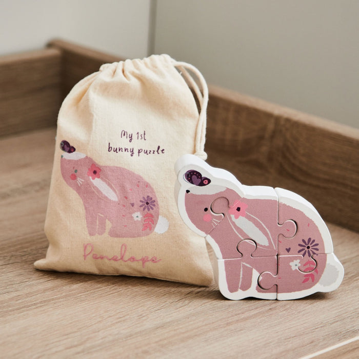 Personalised Pink Bunny FSC® Wooden Puzzle