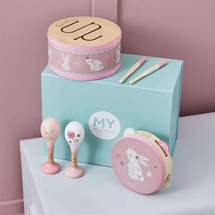 Personalised Pink Bunny Little Musician Gift Set