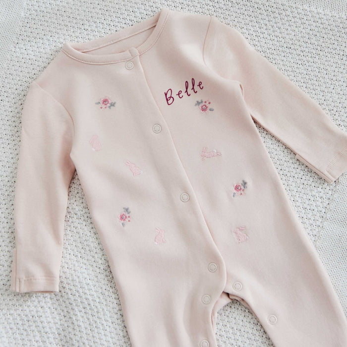 Personalised Pink Bunny Sleepsuit