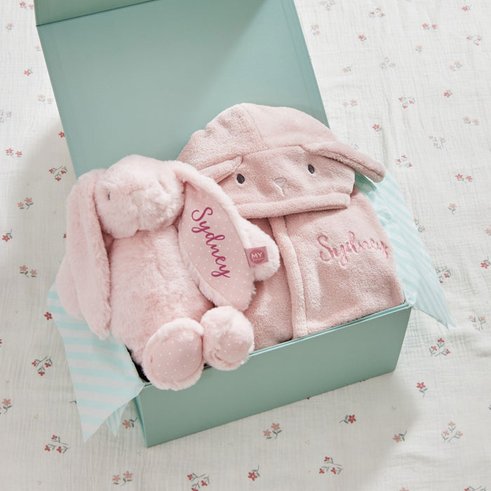 Personalised Pink Bunny Snuggle & Cuddle Gift Set