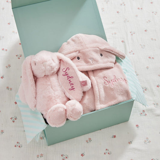 Personalised Pink Bunny Snuggle & Cuddle Gift Set