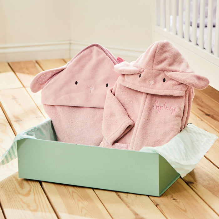 Personalised Pink Bunny Splash & Snuggle Gift Set