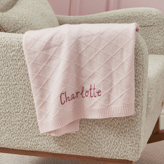 Personalised Pink Cashmere Blanket