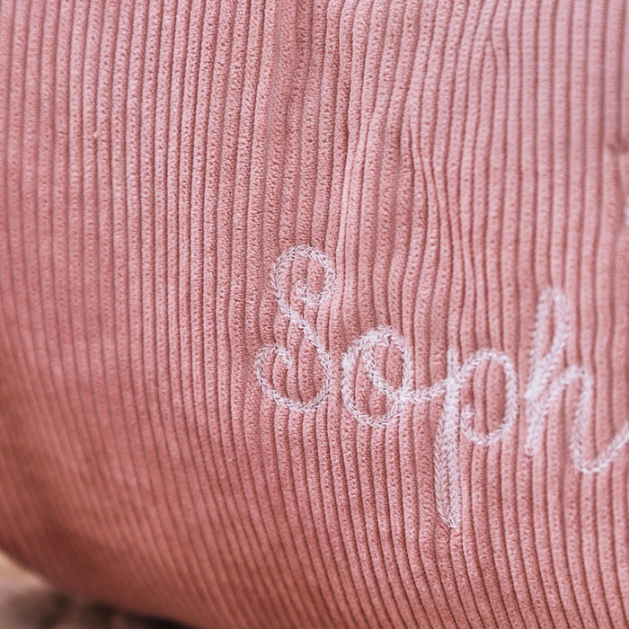 Personalised Pink Cord Barrel Bag