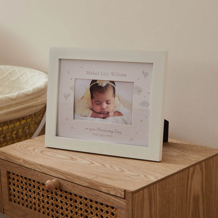 Personalised Pink Dove Christening Frame
