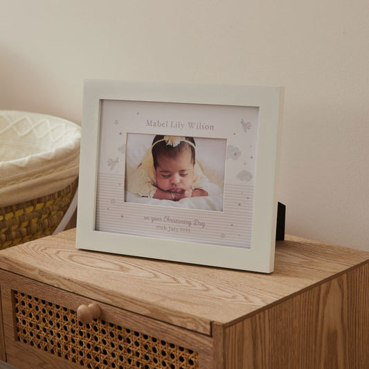 Personalised Pink Dove Christening Frame