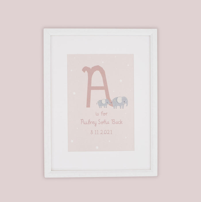 Personalised Pink Elephant Design Wall Art