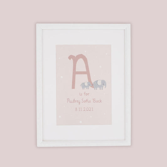 Personalised Pink Elephant Design Wall Art