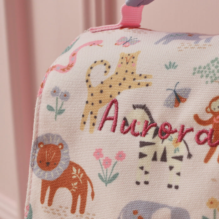 Personalised Pink Floral Safari Grab Handle Lunchbag
