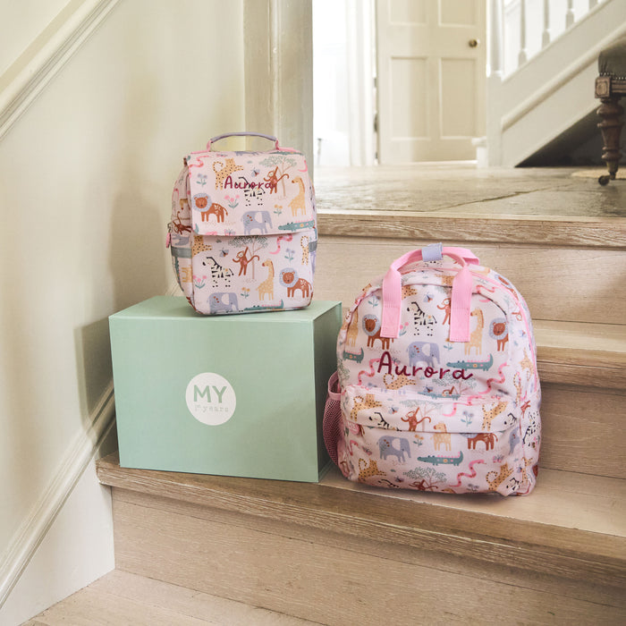 Personalised Pink Floral Safari Medium Backpack