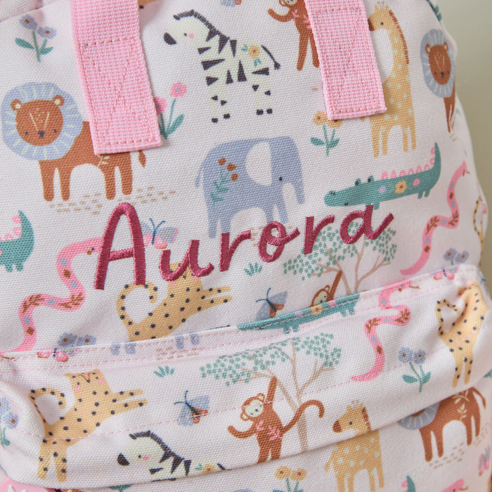 Personalised Pink Floral Safari Medium Backpack