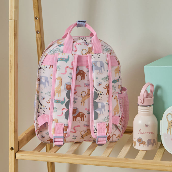 Personalised Pink Floral Safari Medium Backpack