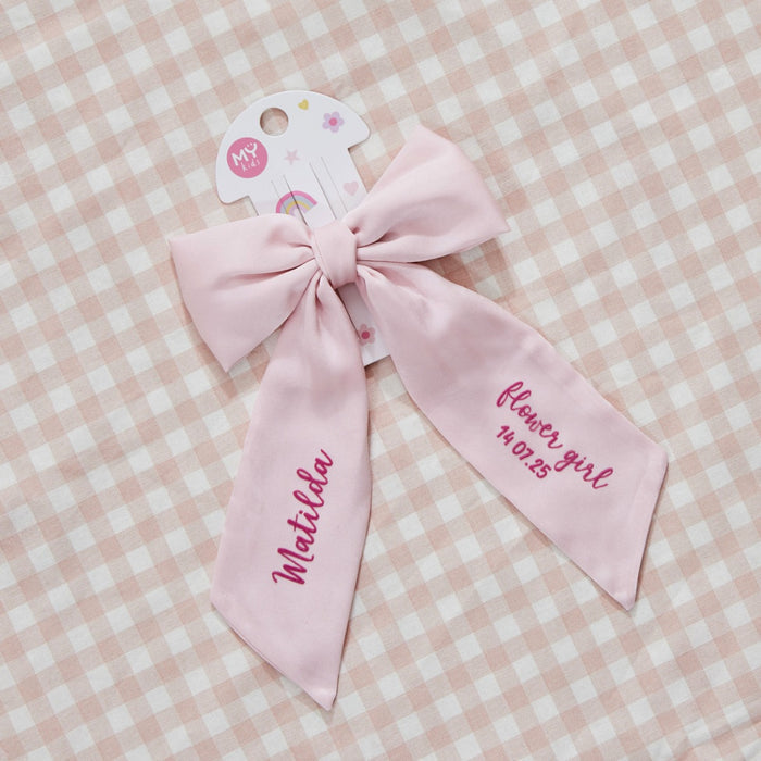 Personalised Pink Flower Girl Hair Clip