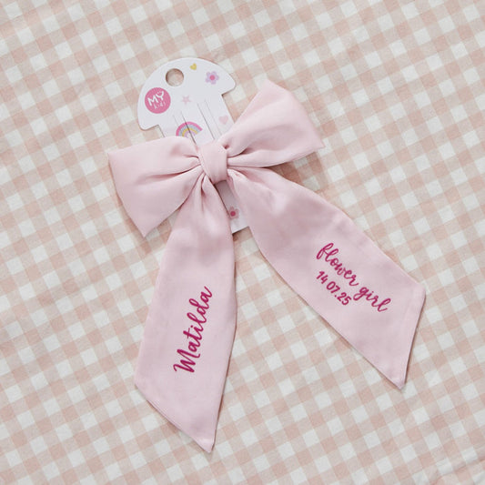 Personalised Pink Flower Girl Hair Clip