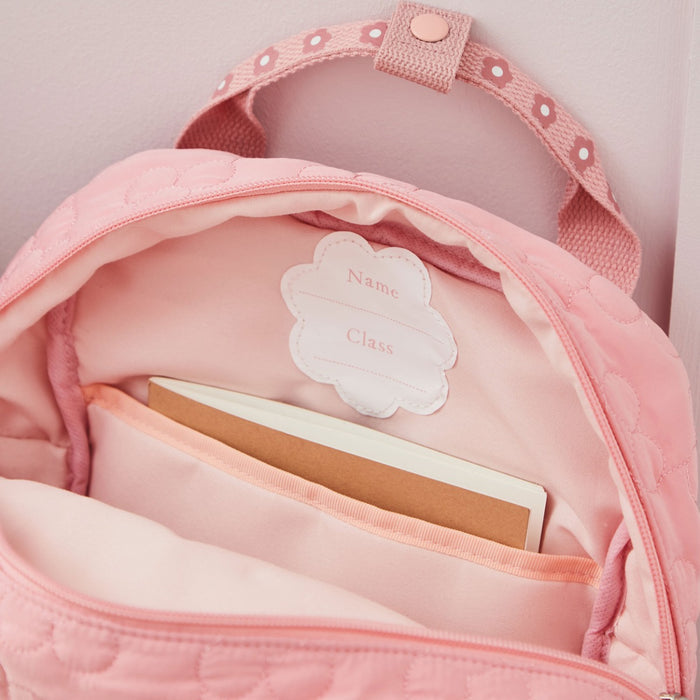 Personalised Pink Flower Quilted Medium Backpack