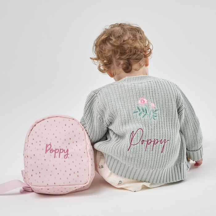 Personalised Pink Flower Sage Cardigan