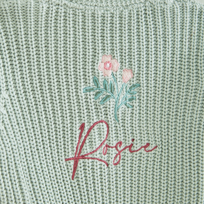 Personalised Pink Flower Sage Cardigan