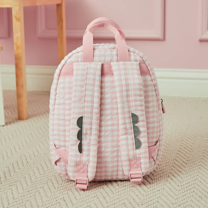 Personalised Pink Gingham Kids Backpack