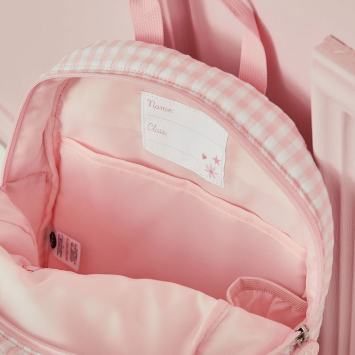 Personalised Pink Gingham Kids Backpack