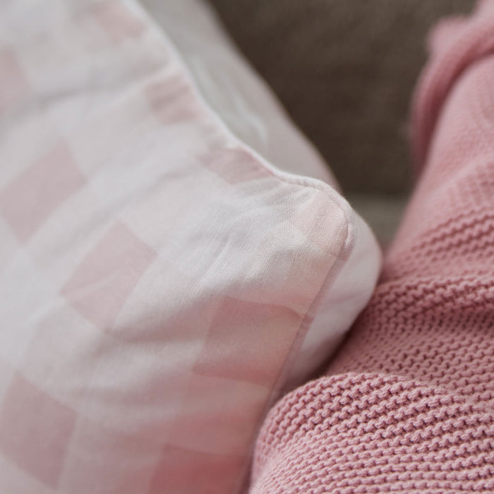Personalised Pink Gingham Linen Cushion