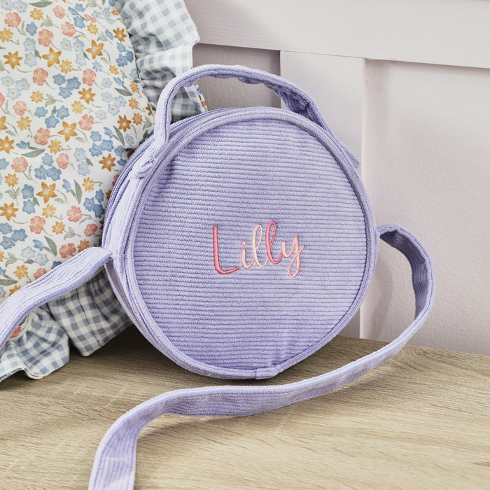 Personalised Pink Gradient Name Lilac Cord Handbag