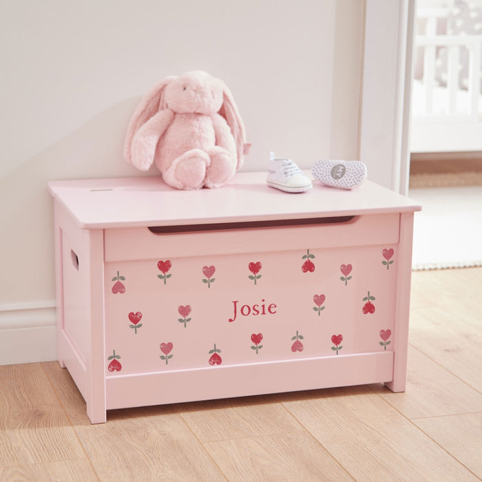Personalised Pink Heart Tulip Toy Box