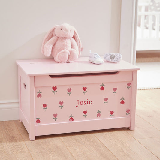 Personalised Pink Heart Tulip Toy Box
