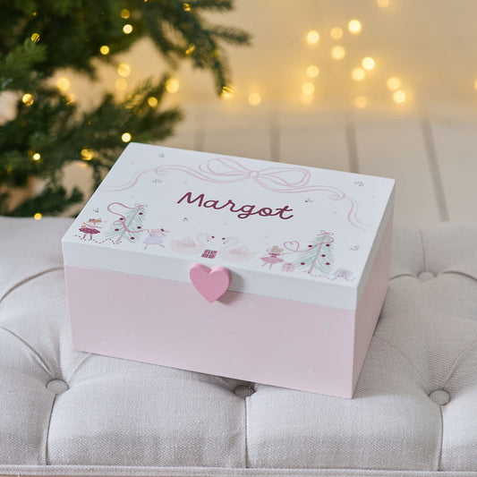 Personalised Pink Mouse Ballerina Wooden Keepsake Box FSC®