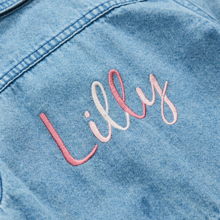 Personalised Pink Name Blue Denim Jacket
