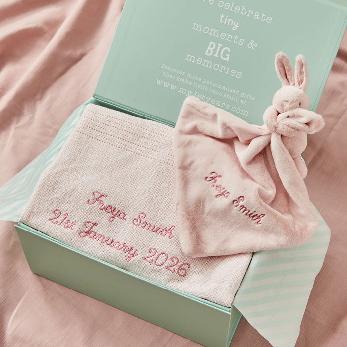 Personalised Pink New Baby Gift Set