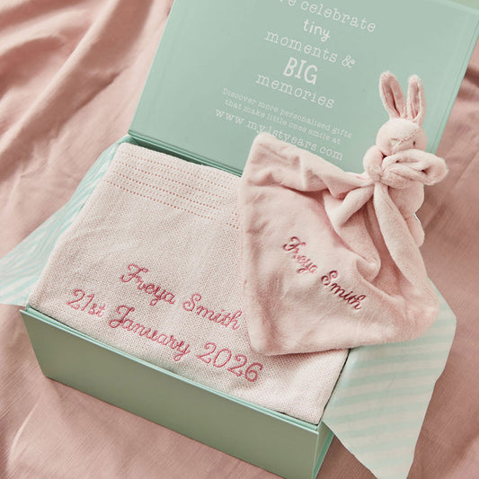 Personalised Pink New Baby Gift Set