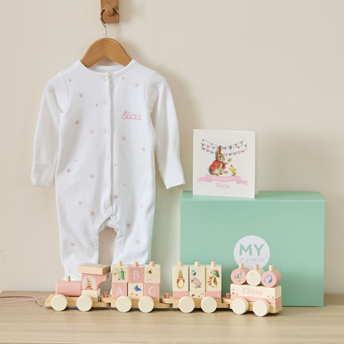 Personalised Pink Newborn Flopsy Gift Set