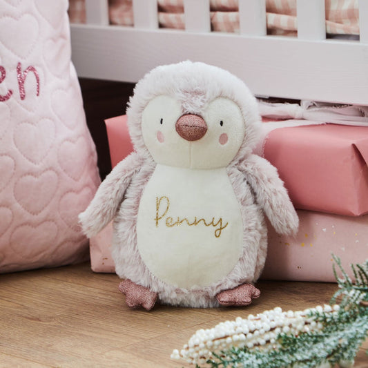 Personalised Pink Penguin Plush Toy