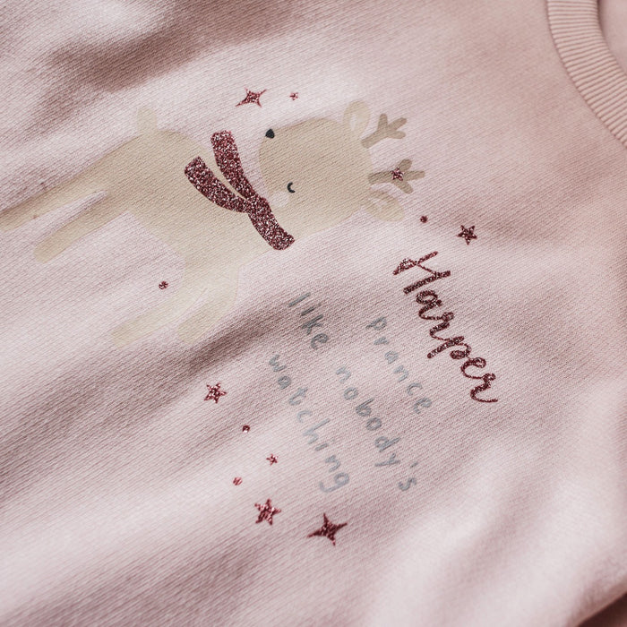 Personalised Pink Reindeer Christmas Sweatshirt