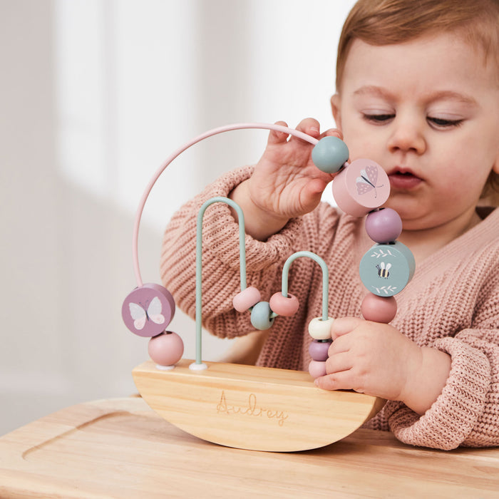Personalised Pink Rocking Bead Activity Toy FSC®