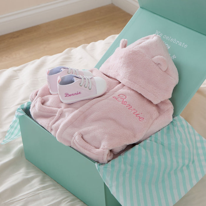 Personalised Pink Snuggle and Step Gift Set