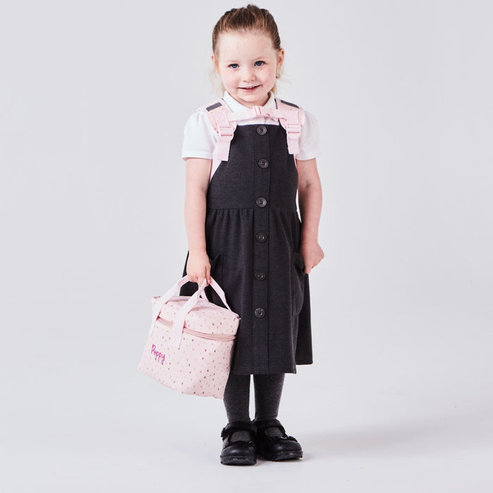 Personalised Pink Spot Backpack & Snack Bag Set