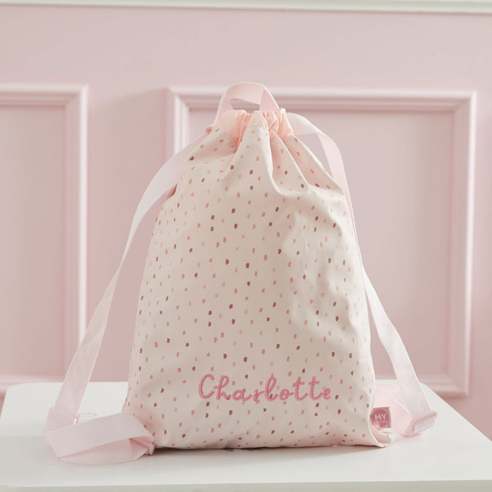 Personalised Pink Spot Drawstring Bag