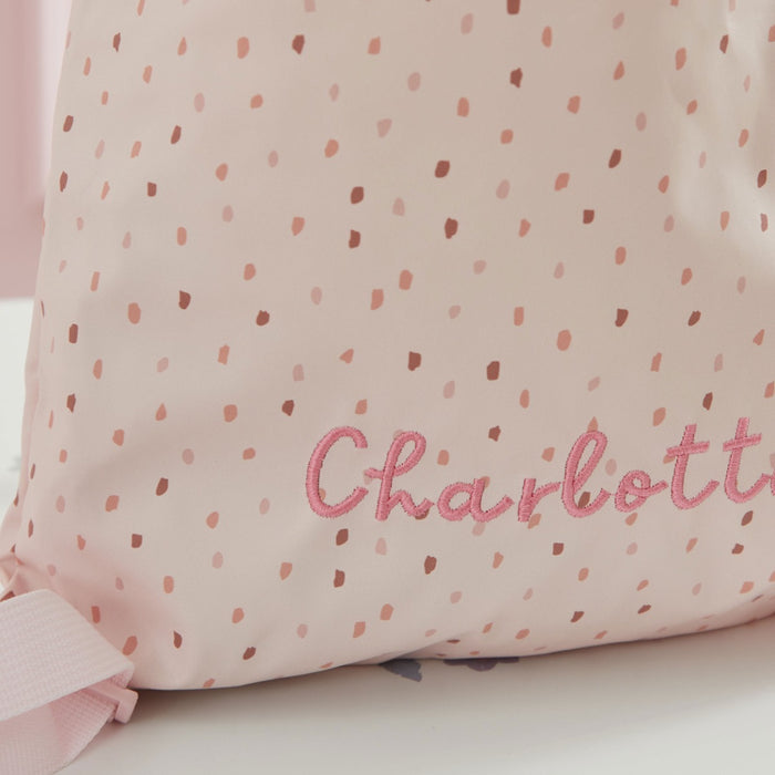 Personalised Pink Spot Drawstring Bag
