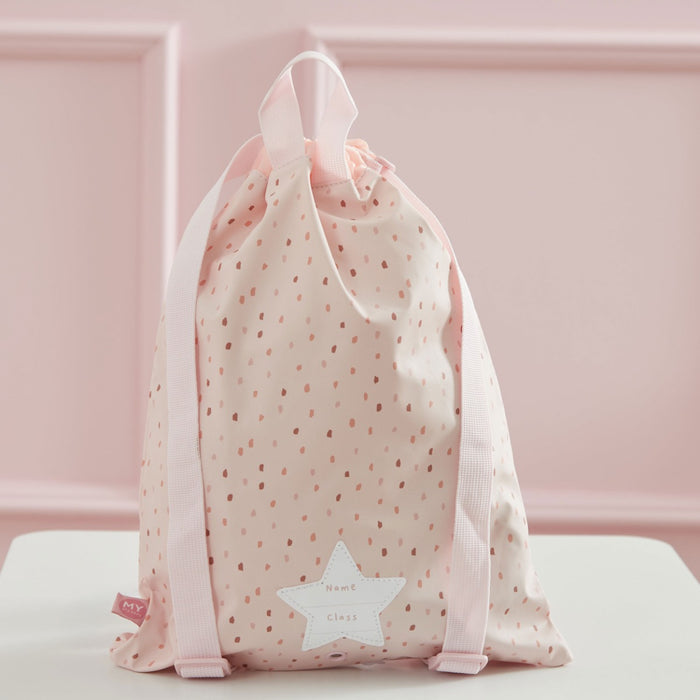 Personalised Pink Spot Drawstring Bag