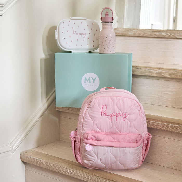 Personalised Pink Spot Lunch Box